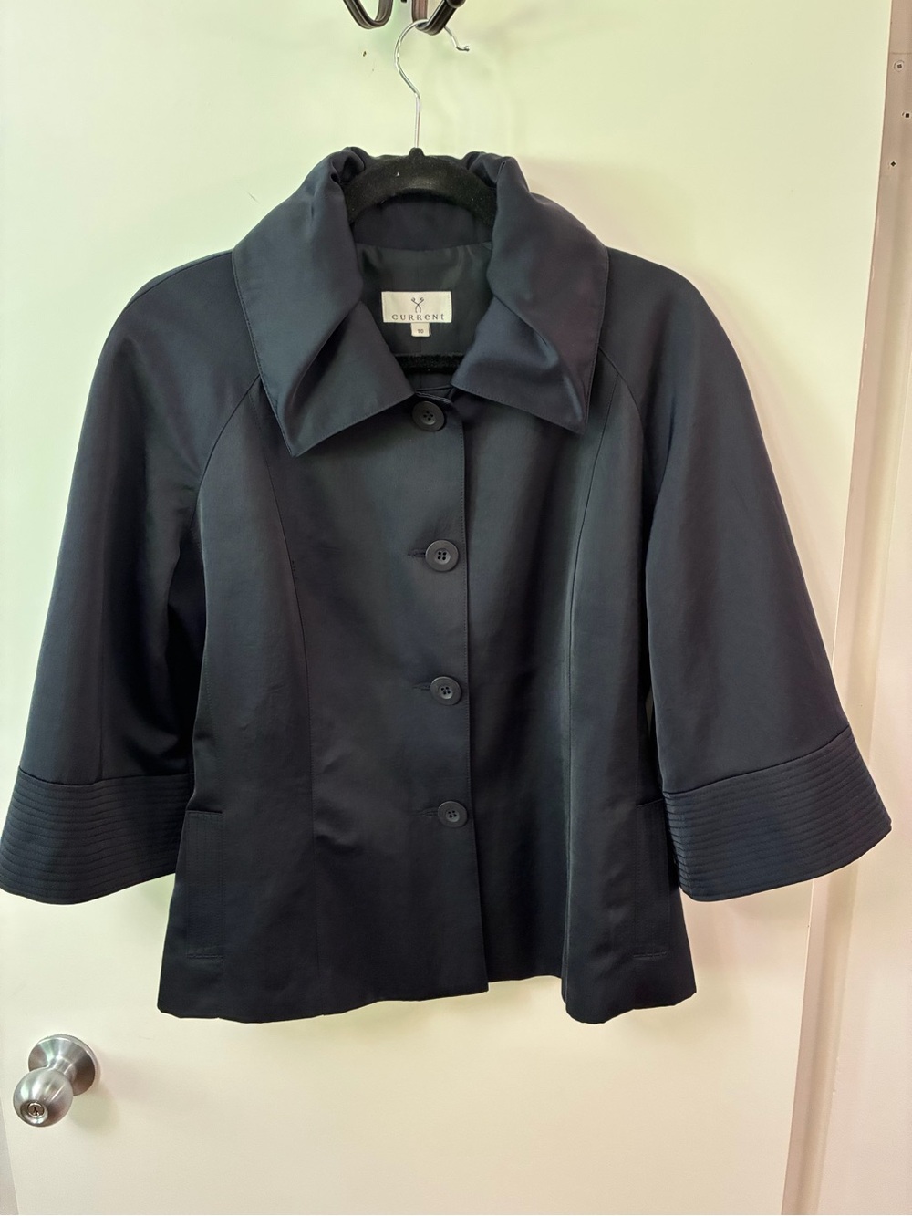 Current Women's Short Sleeve Trench Coat Black Size 10 Like New